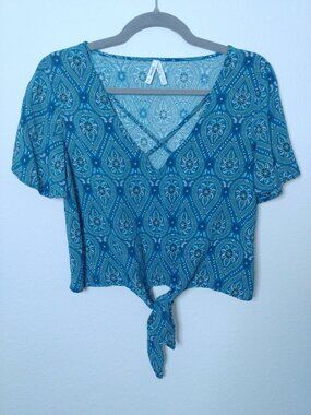 Mudd Blue Paisley Crop Top